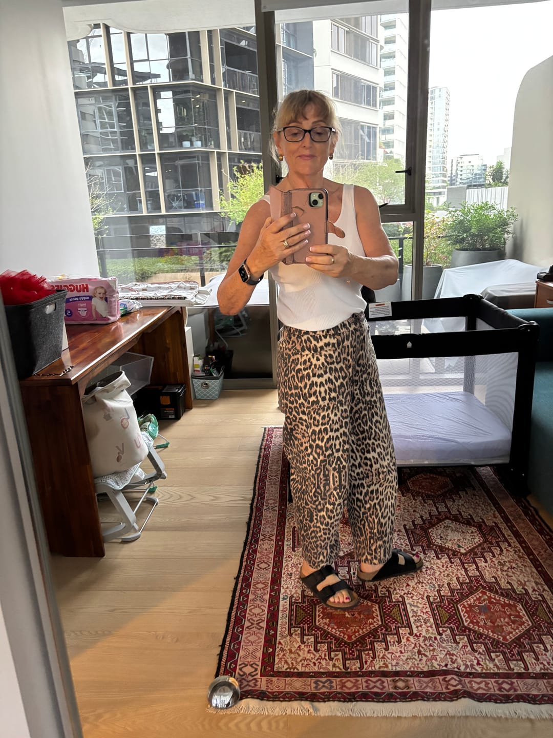 Customer photo review of Leo Barrel Jeans - Leopard Print