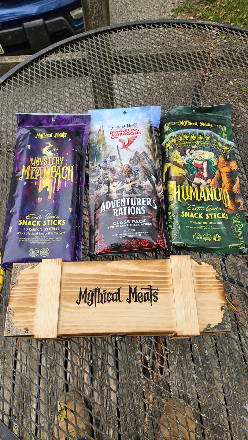 Customer photo review of Mythical Meats® DELUXE Loot Crate - 20 Snack Sticks Included!