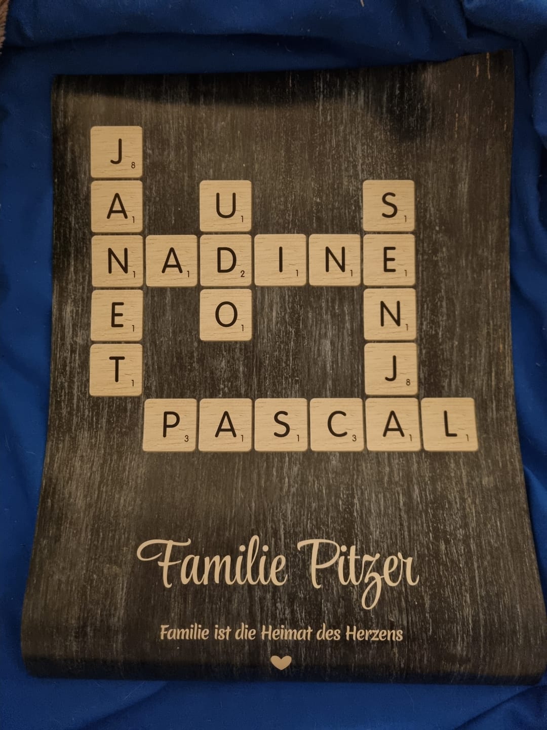 Customer photo review of Scrabble - Personalisiertes Familienposter mit Namen im Scrabble-Design