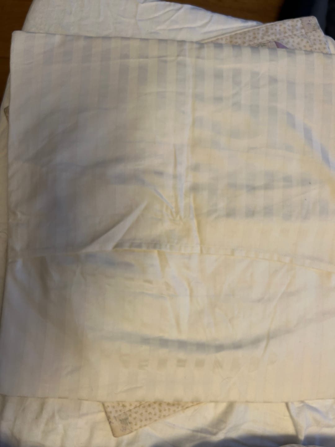 Customer photo review of 100% Cotton Striped Cream Percale Sheeting Fabric - 108" Wide