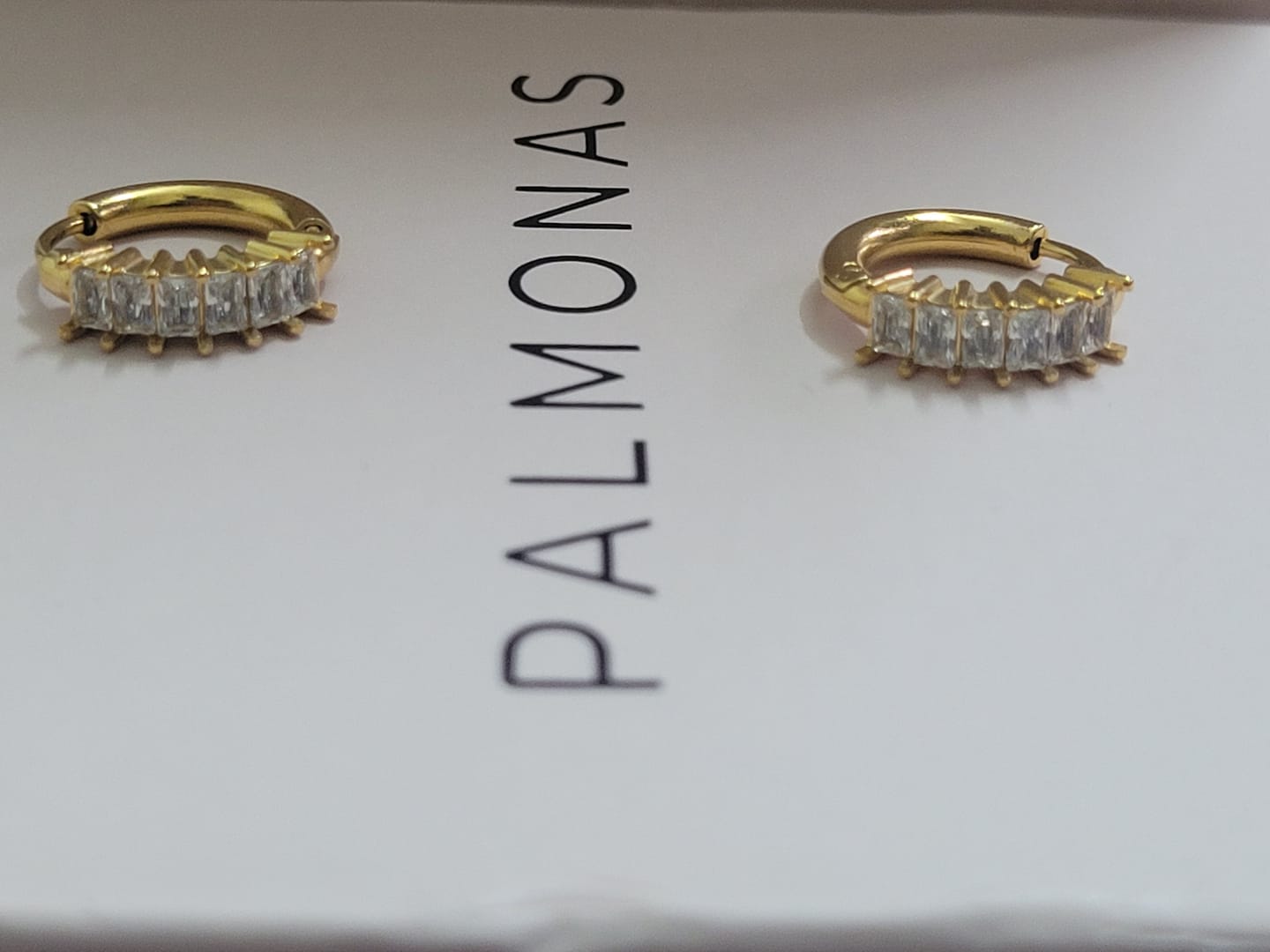 Customer photo review of Gold Stone Studded Hoop Earrings