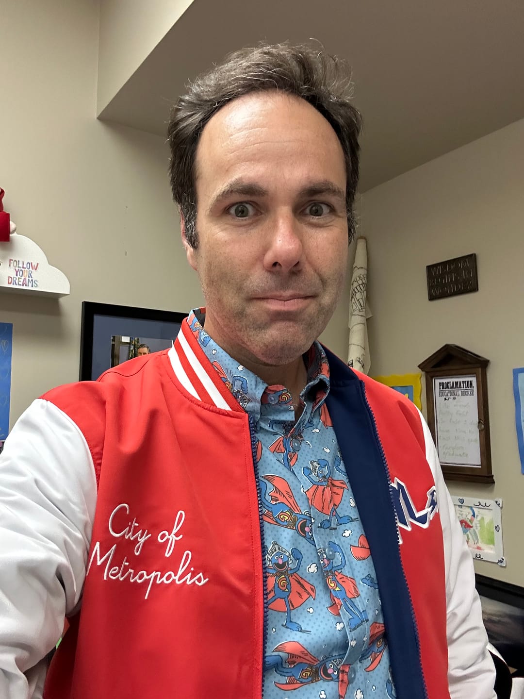 Customer photo review of Superman™ "Hometown Hero” – Reversible Bomber Jacket