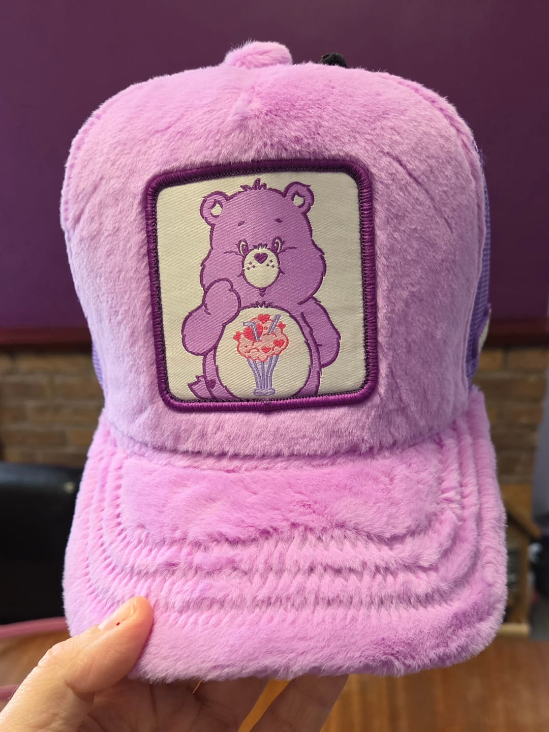 Customer photo review of OVERLORD X Care Bears:  Share Bear Trucker Cap