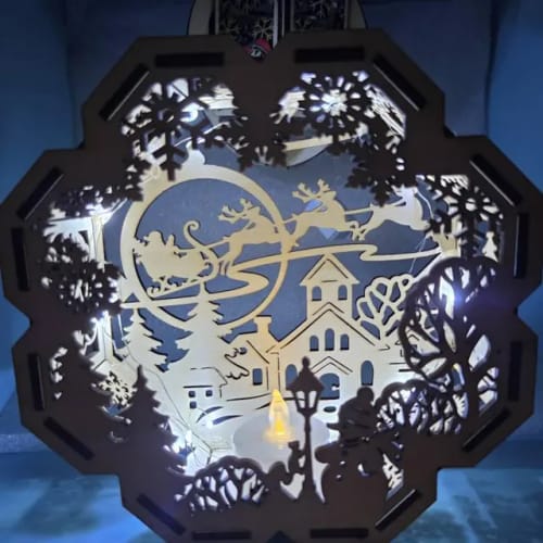 Customer photo review of Laser cut Christmas Nativity candle holder 3 bundle svg file