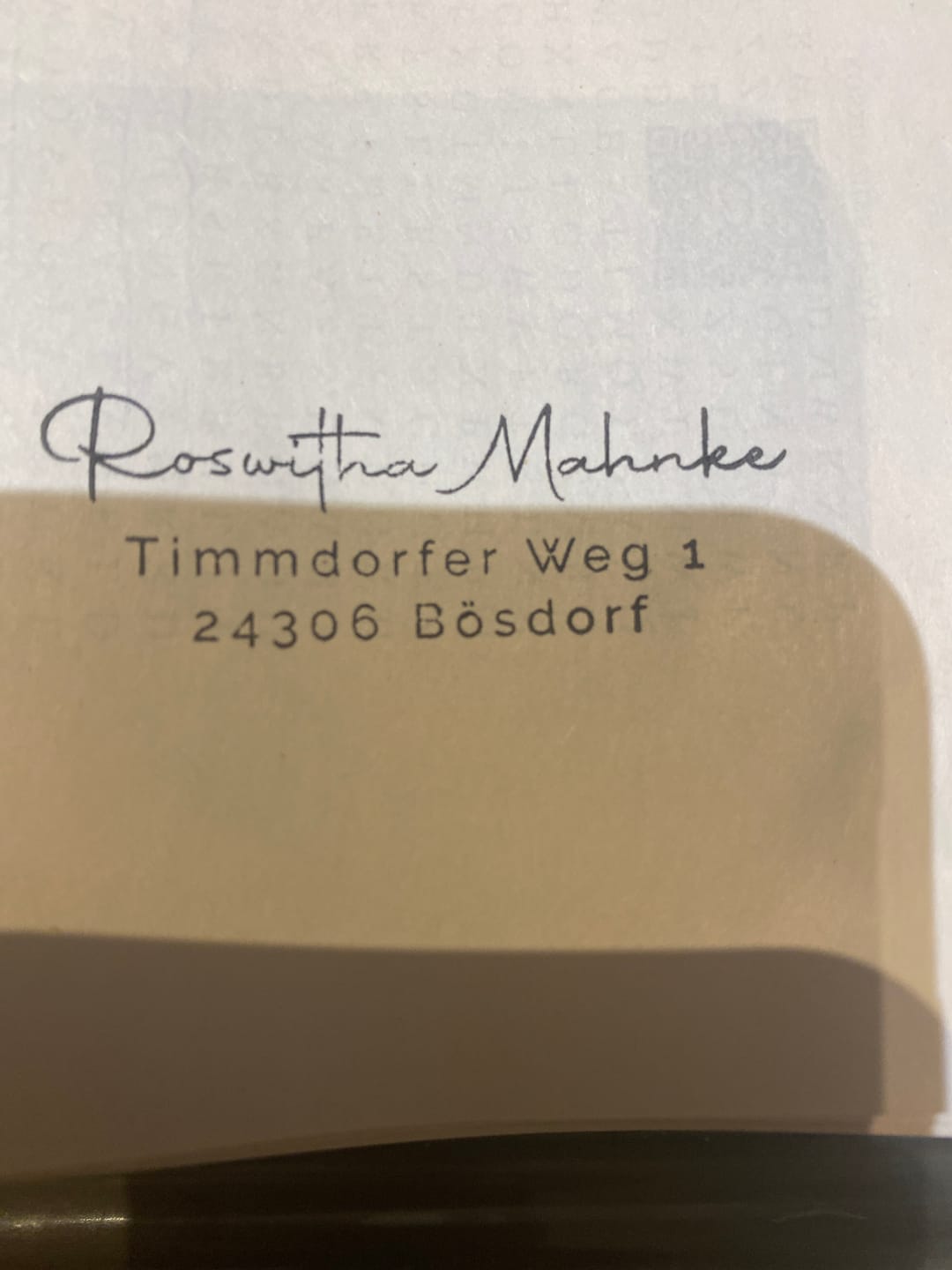 Customer photo review of Adressstempel mit moderner Schreibschrift #070