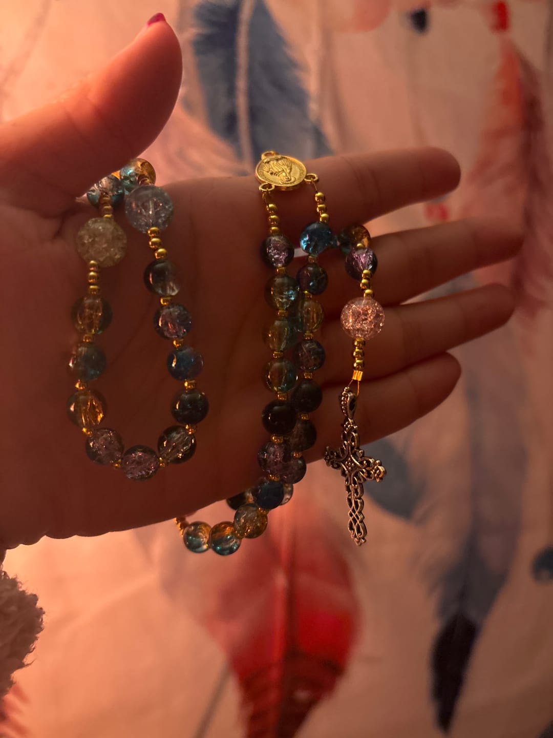 Customer photo review of FREE Today: Jade & Luminous Rose Our Father Beads Glowing Faith Rosary: A Divine Companion