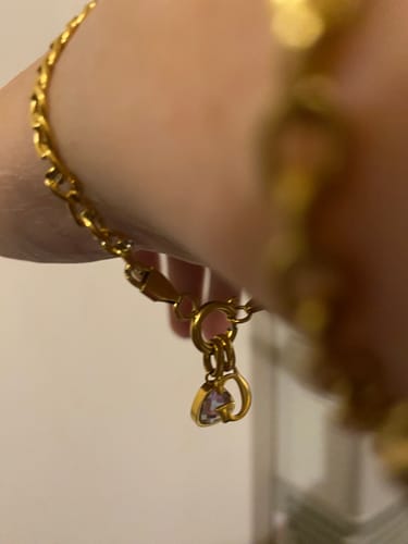 Customer photo review of Letter & birthstone bracelet gold
