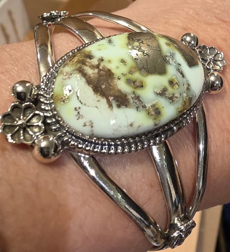 Customer photo review of Gorgeous Handmade Sterling Silver & Palomino Cuff Bracelet