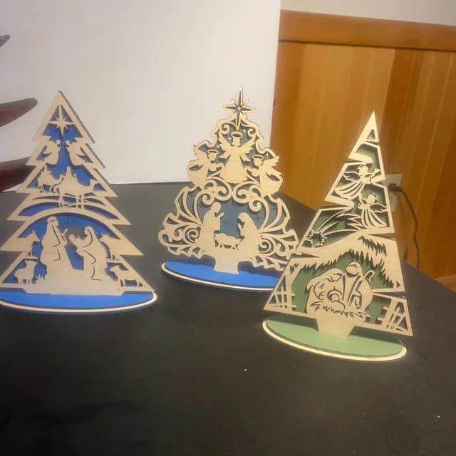 Customer photo review of Standing Nativity scene tree ornaments laser cut svg file