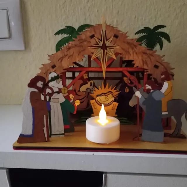Customer photo review of Nativity scene miniatures laser cut svg file
