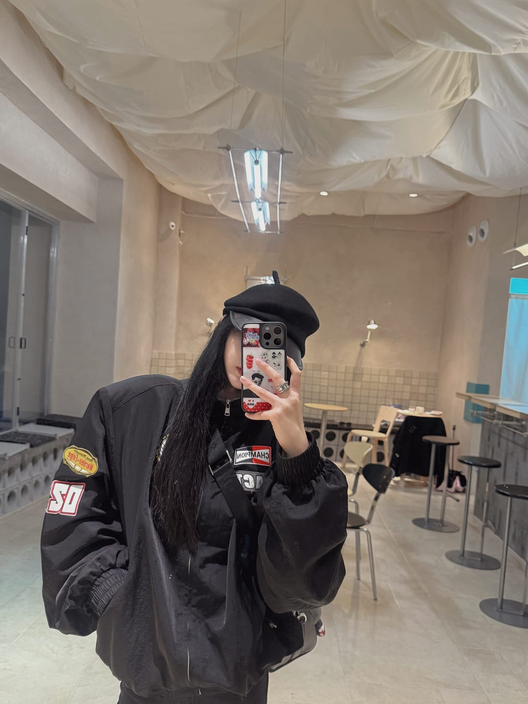 Customer photo review of WARDEN EDGE Racing Patch Zip Jacket with Elastic Cuffs & Retro Embroidery