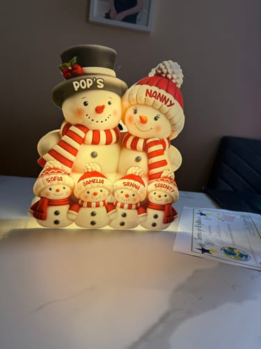 Customer photo review of 3D Effect Cute Snowman - Personalized Light Box - Christmas Decor For Family, Grandma, Grandpa