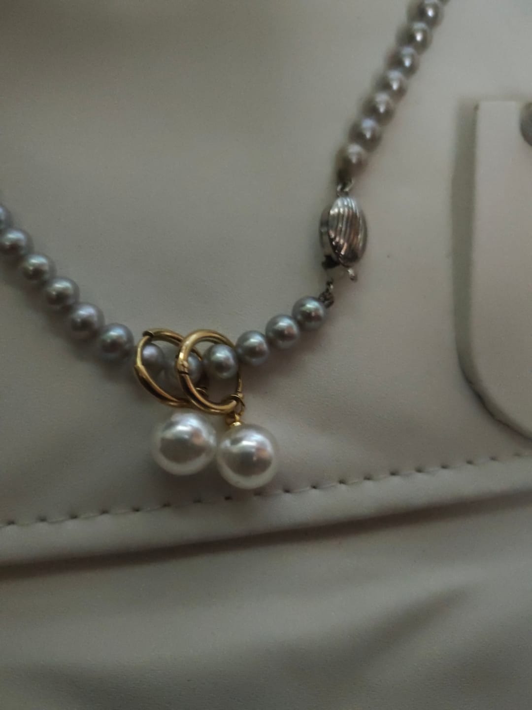 Customer photo review of Pearl Orbit Earrings