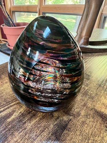 Customer photo review of Ribbed Spiral Optic Egg with Cremains