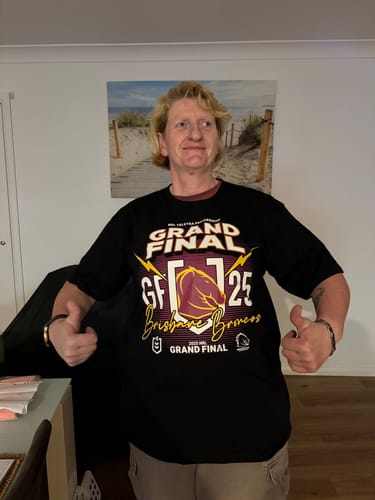 Customer photo review of 2025 Brisbane Broncos Grand Final Tee (TID)