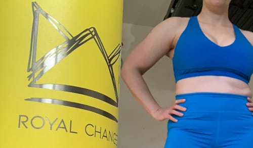 Customer photo review of BOLD Scoop Neck Racerback Sports Bra