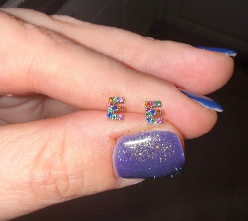 Customer photo review of Colour Letters Earrings