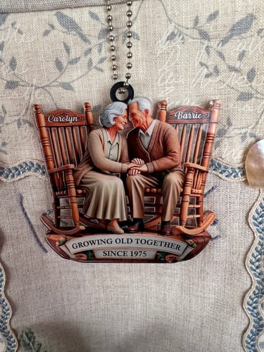 Customer photo review of Old Couple Sitting On Rocking Chairs Together Personalized Christmas Acrylic Ornament