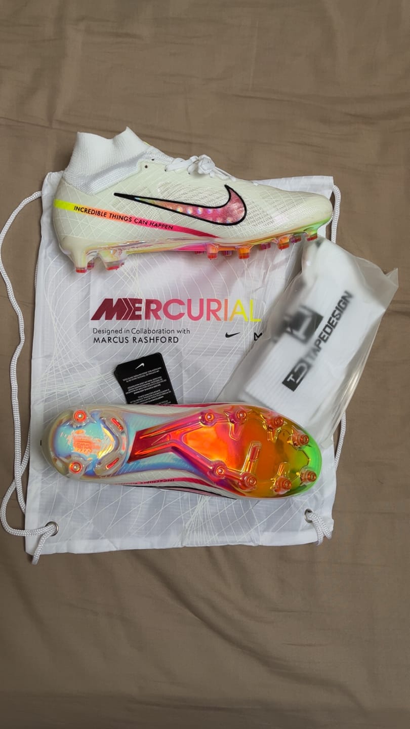 Customer photo review of Air Zoom Mercurial Superfly 9 AG x Marcus Rashford - Blanc/Rose/Jaune/Orange