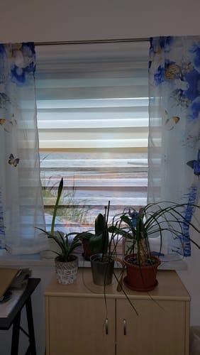Customer photo review of Klemmfix Doppelrollo "Kueste Meer Sonnenuntergang" | Klemm Doppelrollo