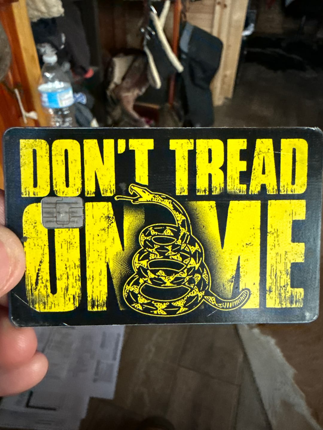 Customer photo review of Don't Tread On Me Credit Card Skin Decal