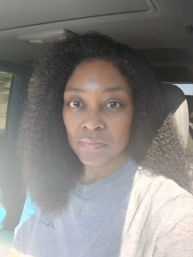 Customer photo review of CurlyMe 3 In 1 Half Wig Afro Kinky Curly Glueless Install Half Wig With Draw-string Beginner Friendly