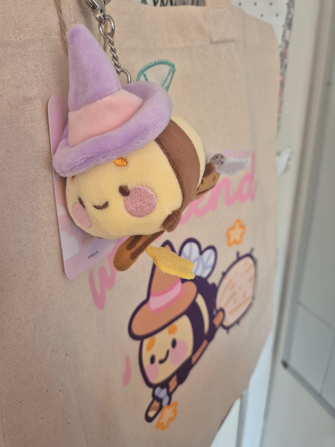 Customer photo review of PRE-ORDER ✨ Bumblebutt & The Pastel Witch Keychain | Kawaii Bee Witch Plush on Broom | Cute Halloween Keyring