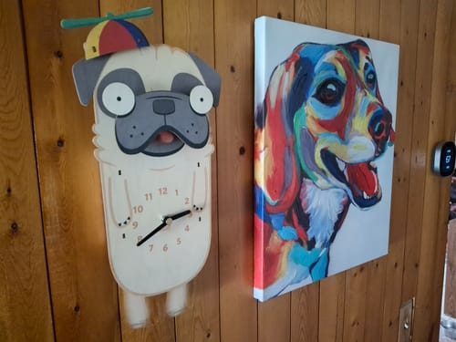 Customer photo review of Penny the Pug Pendulum Clock