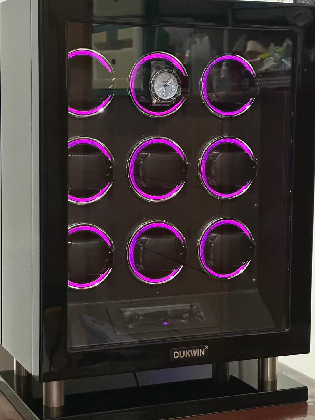 Customer photo review of Special Edition- 9 Watch Winder with Upgraded Fingerprint UnLock RGB Light Large Watch Box