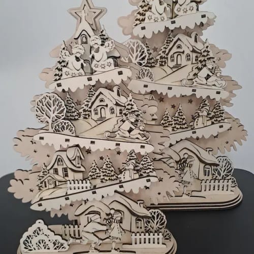 Customer photo review of Standing Christmas Tree Decoration laser cut svg file