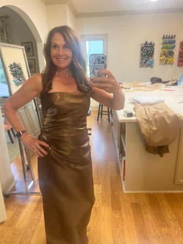 Customer photo review of Chocolate Brown Liquid Bridal Satin