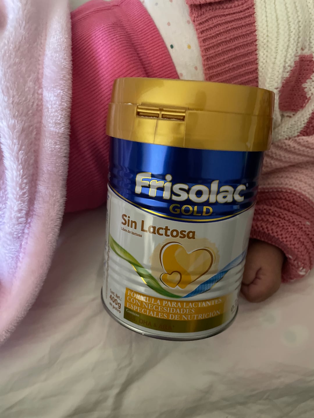 Customer photo review of Frisolac Gold Sin Lactosa (0 A 12 Meses) Pack C/ 800 Gr