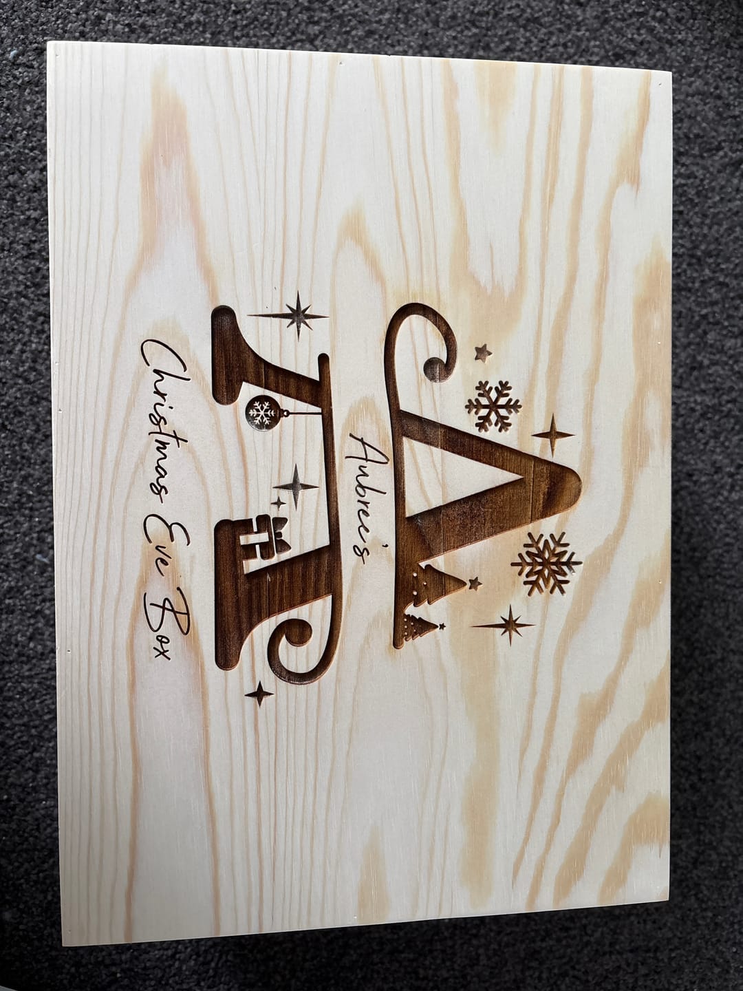 Customer photo review of Christmas Eve Box Monogram