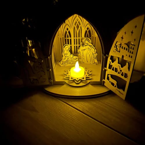 Customer photo review of Nativity scene miniatures candle holder laser cut svg file