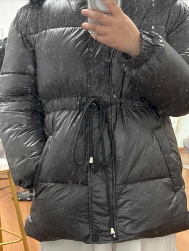 Customer photo review of Lorie Drawstring Hooded Puffer Coat