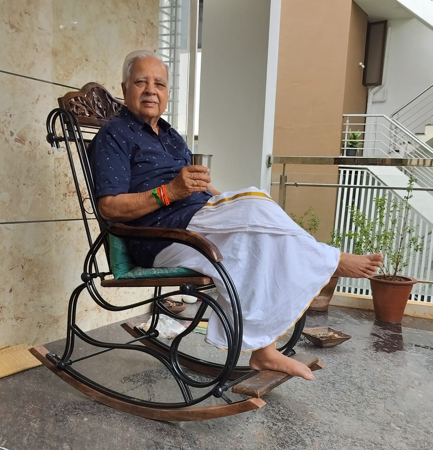 Customer photo review of Wooden & Iron Rocking Chair Wooden Chair Swing Chair