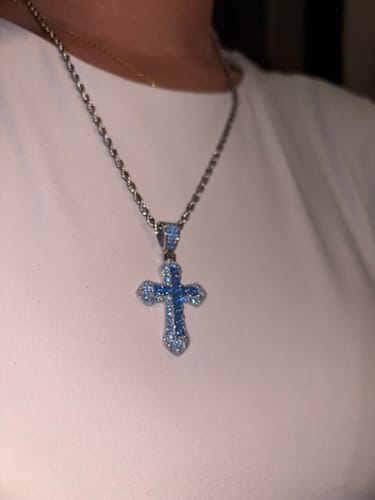 Customer photo review of BLUE CROSS PENDANT.
