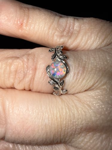 Customer photo review of Leaf Opal Cremation Ring