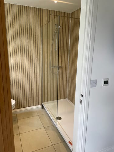 Customer photo review of 1600mm x 760mm Walk-In 8mm Enclosure & Stone Shower Tray