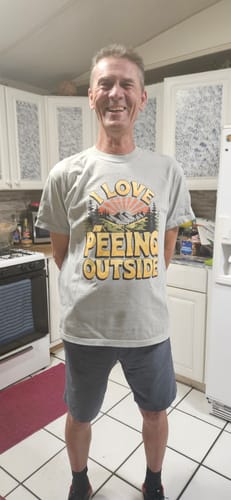 Customer photo review of I Love Peeing Outside T-shirt