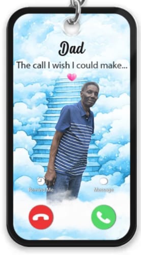 Customer photo review of The Call I Wish I Could Take Memorial Sympathy Gift Remembrance Keepsake Photo Personalized Acrylic Keychain