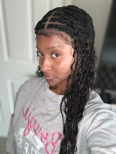 Customer review photo - Laura S. (Human Hair Boho Box Braided Wig Essential)