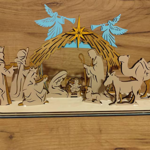 Customer photo review of Laser cut nativity scene miniatures table decor svg file
