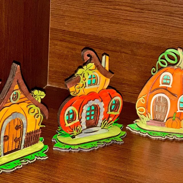 Customer photo review of Laser cut pumpkin house Halloween 3 set svg file