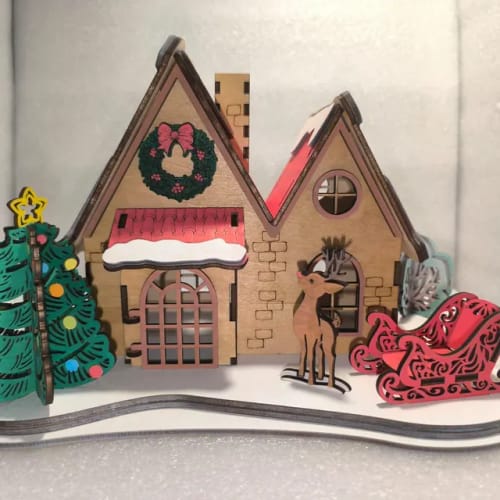 Customer photo review of Christmas house candle holder laser cut svg file