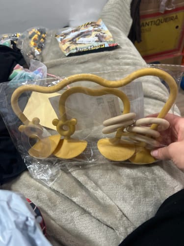 Customer photo review of Montessori Wood Ring Soft Silicone Teether Toys