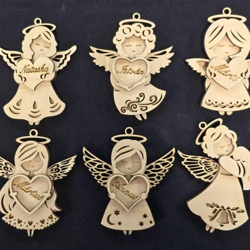 Customer photo review of Christmas ornaments angel 6 bundle laser cut svg file