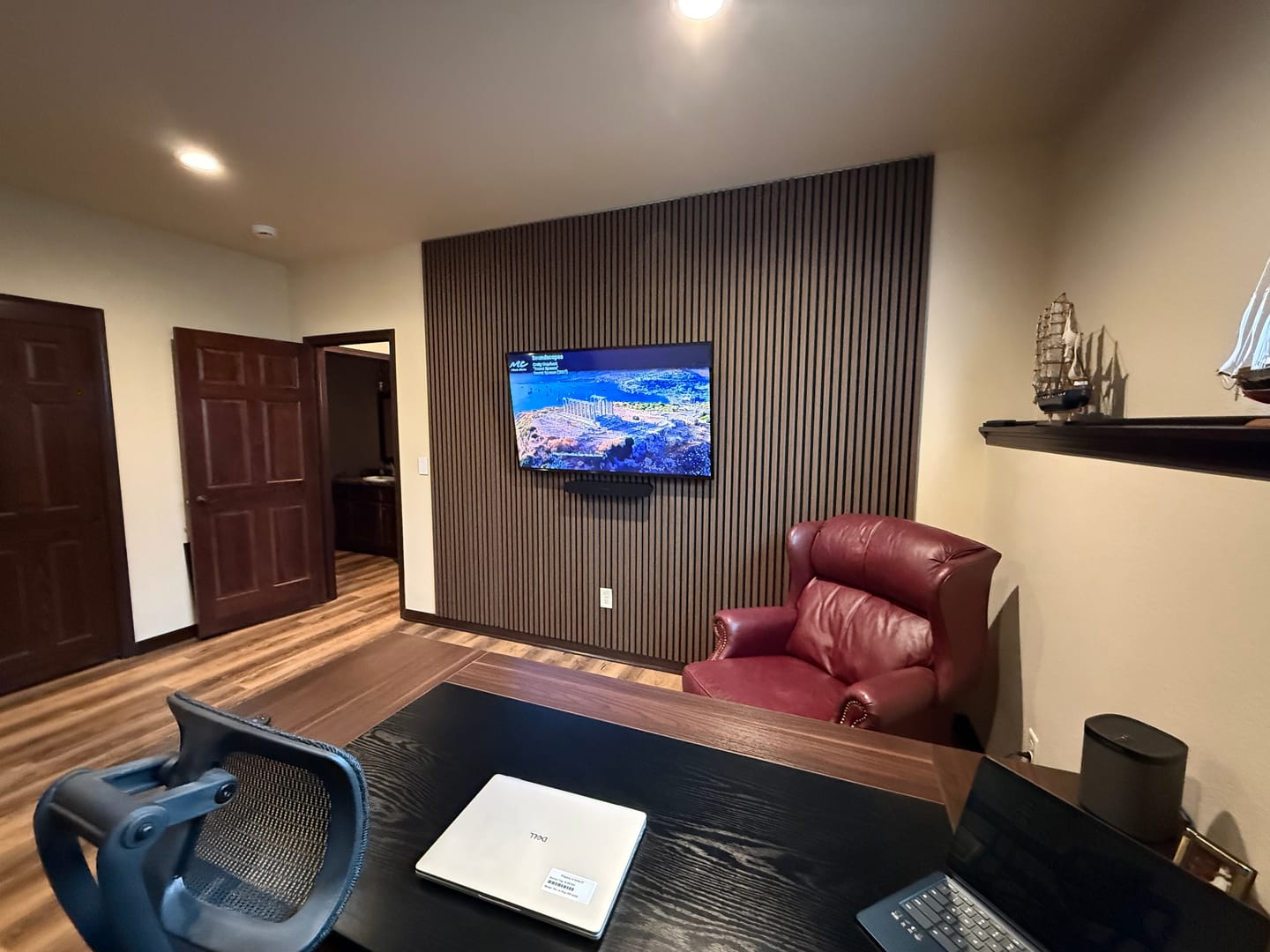 Customer photo review of Dark Walnut Acoustic Slat Panel 108.25" Sample