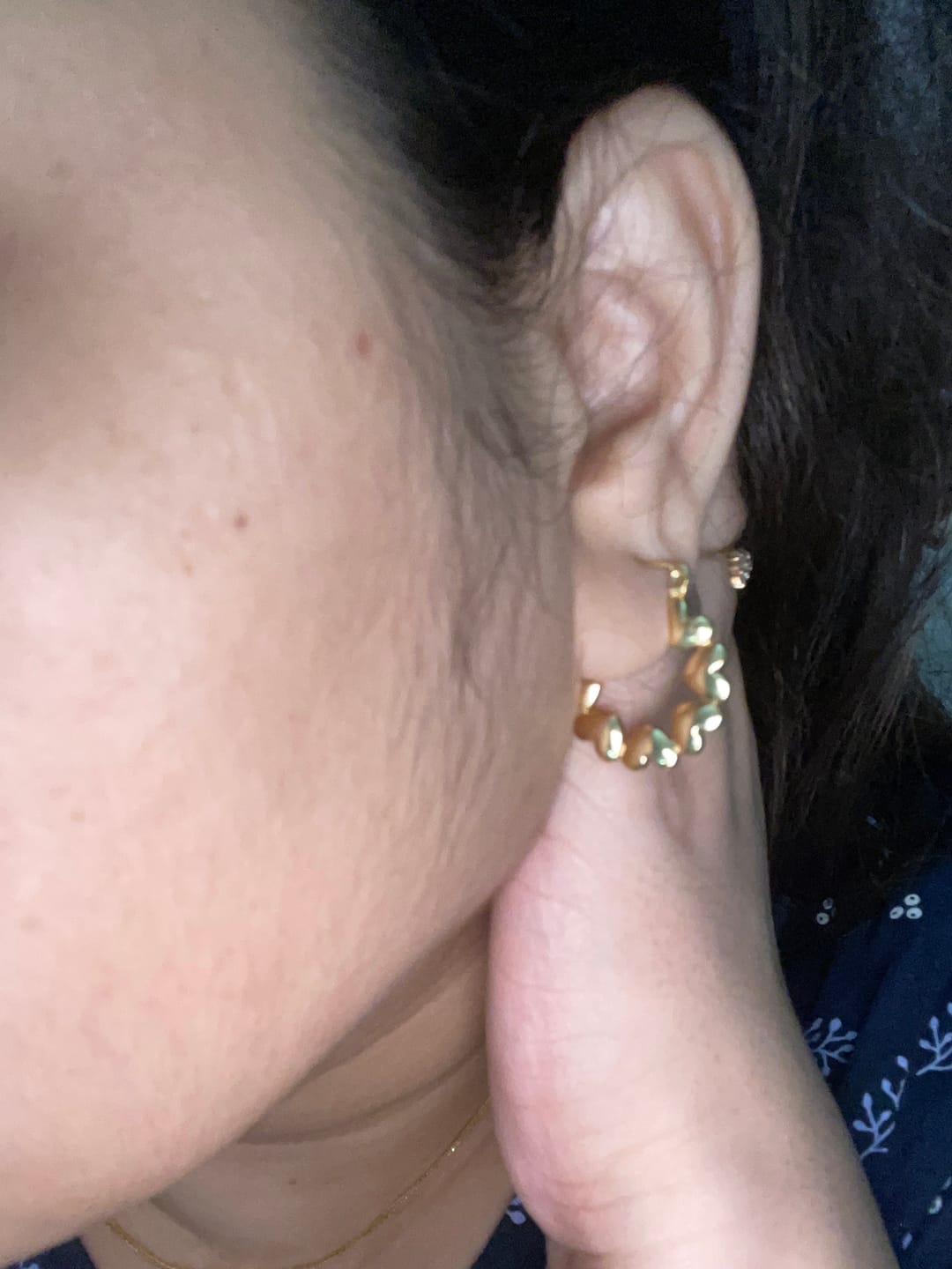 Customer photo review of Heart Link Hoop Earrings