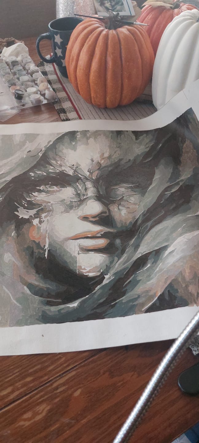 Customer photo review of Woman with mask - Paint by Numbers